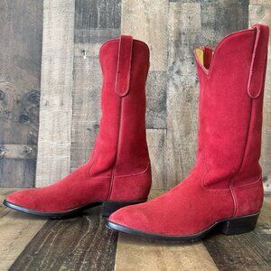 Falconhead Vintage Full Suede Red Cowboy Boots Mens 8.5 D